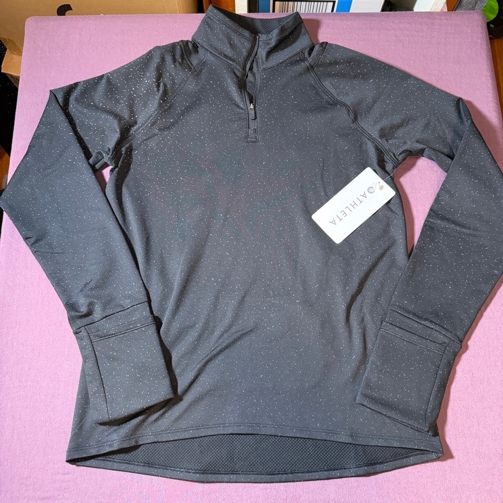 Athleta Whistler Half Zip Pullover in Black - Size XS - NWT